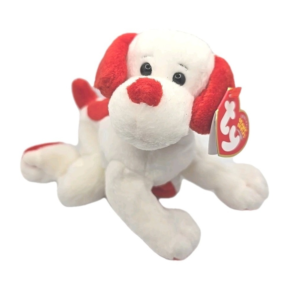 2004 Ty Beanie Baby "Honey-Bun" Retired‎ Valentine Red White Dog BB17